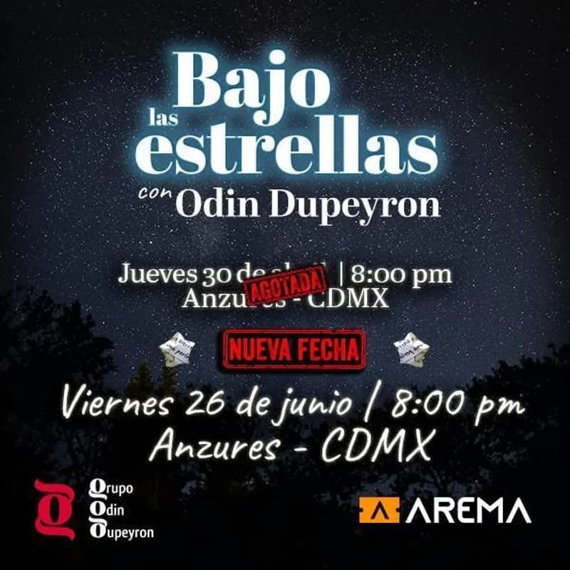 Fondo promocional del evento Bajo las Estrellas con Odin Dupeyron