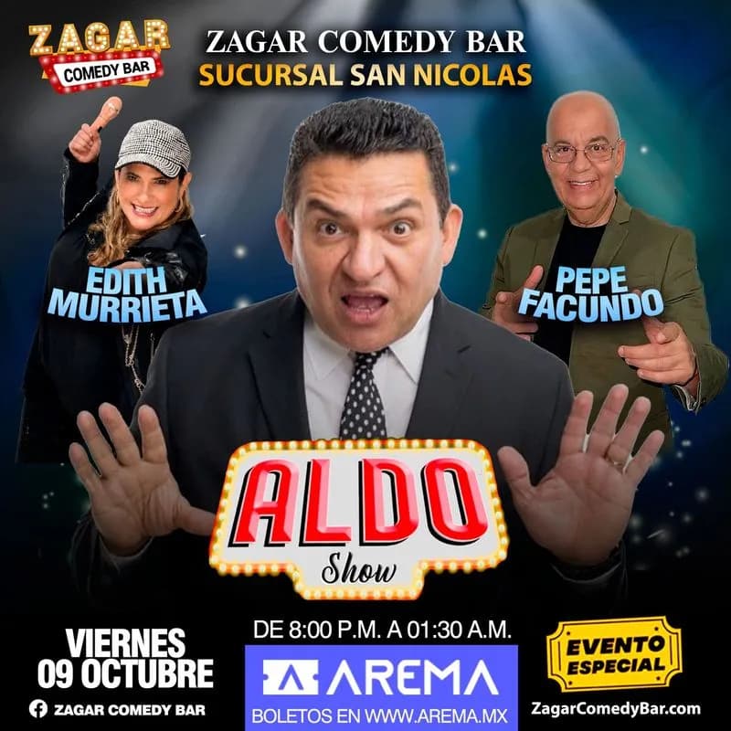 Fondo promocional del evento Aldo Show en Zagar Comedy Bar San Nicolás