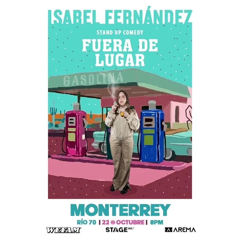 Fondo promocional del evento Isabel Fernandez "Fuera de Lugar" en Monterrey