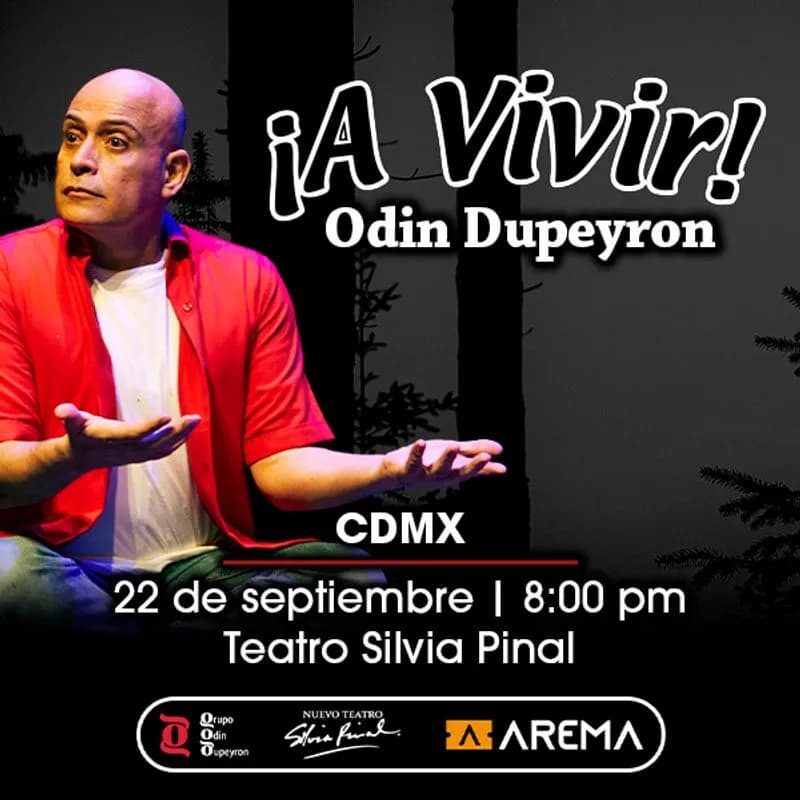 Fondo promocional del evento ¡A Vivir! de Odin Dupeyron en CDMX