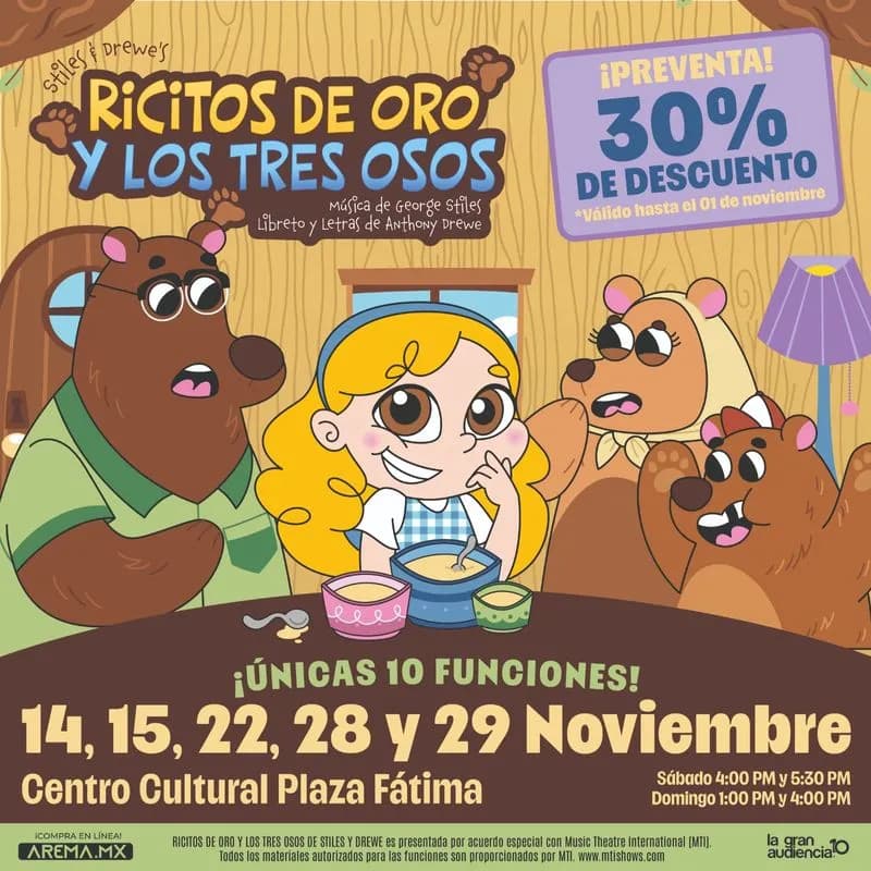Fondo promocional del evento Ricitos de Oro, El Musical en San Pedro