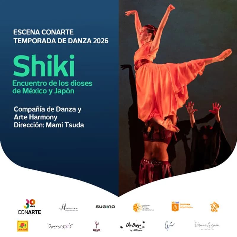 Fondo promocional del evento Shiki. Encuentro de los dioses México y Japón