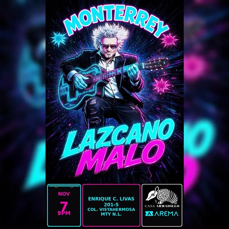 Fondo promocional del evento Lazcano Malo en Monterrey