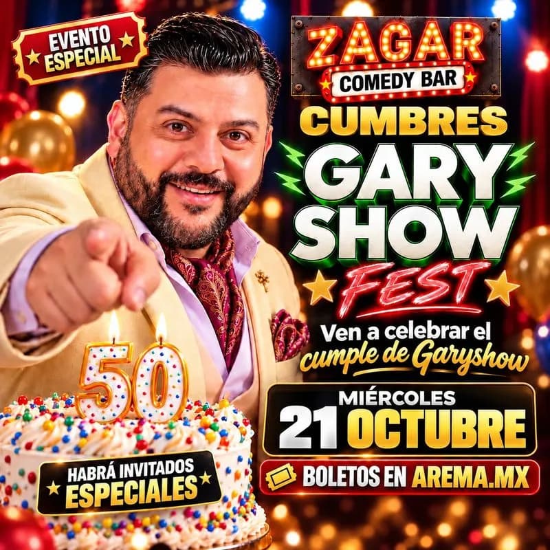 Fondo promocional del evento Gary Show en Zagar Comedy Bar Cumbres