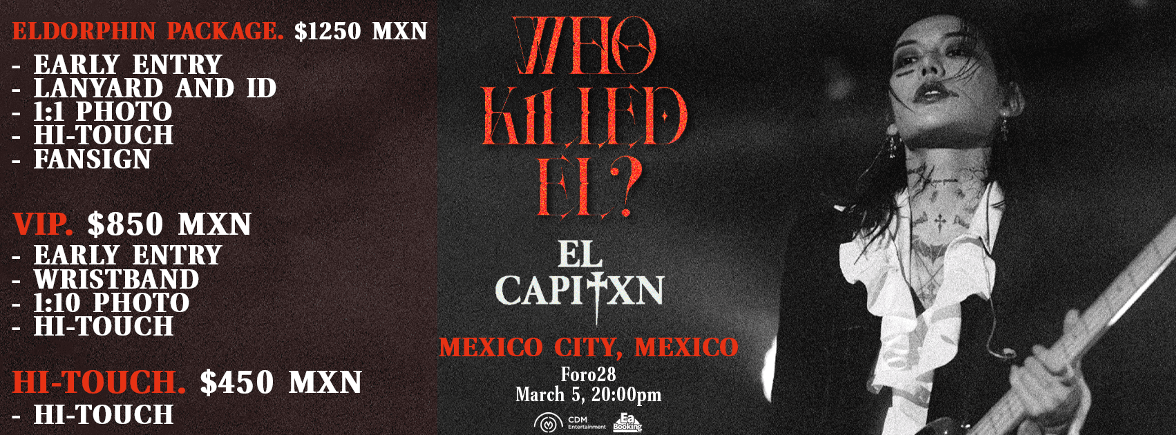 Fondo promocional del evento EL CAPITXN - Paquetes VIP