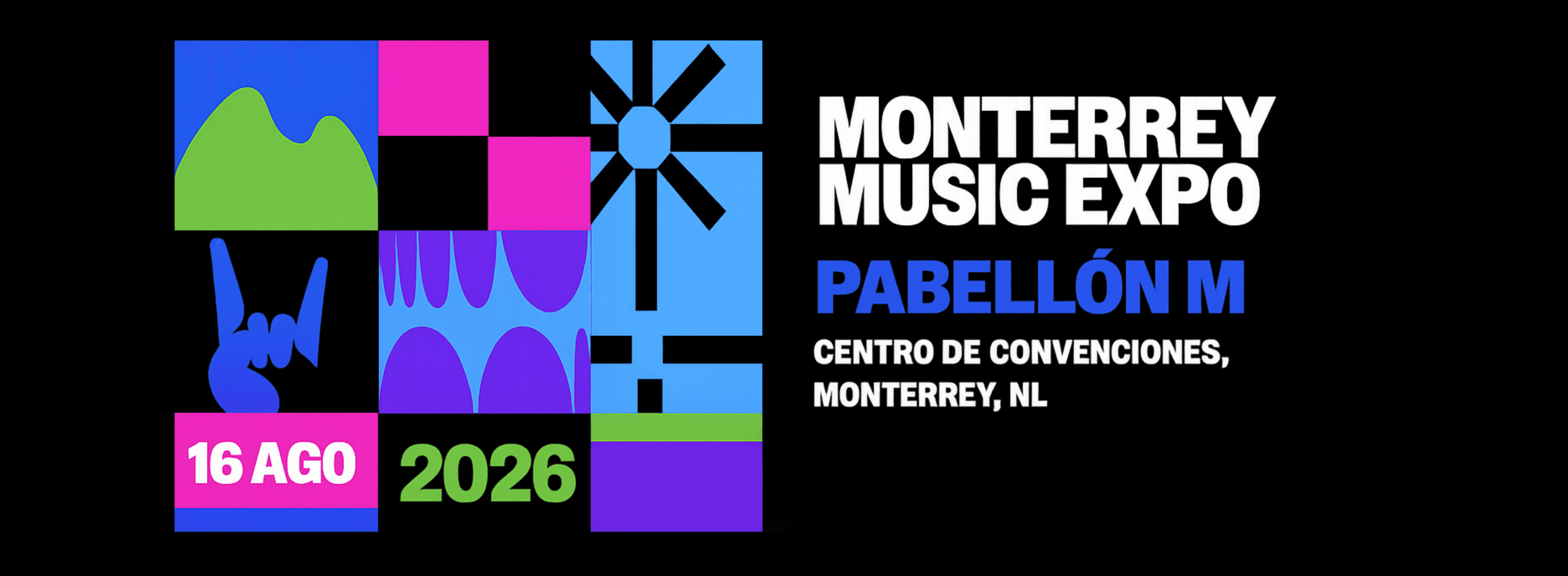 Fondo promocional del evento Monterrey Music Expo
