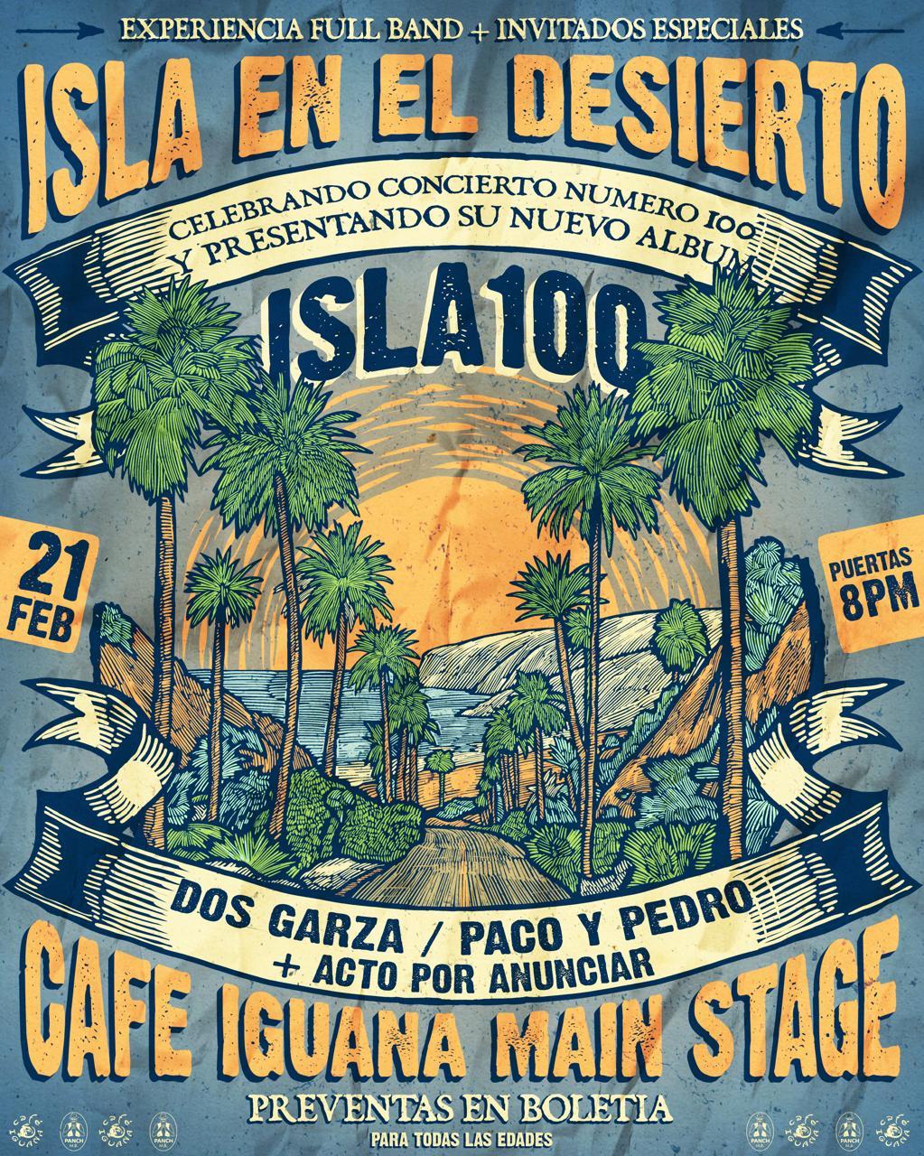 Fondo promocional del evento Isla en el desierto