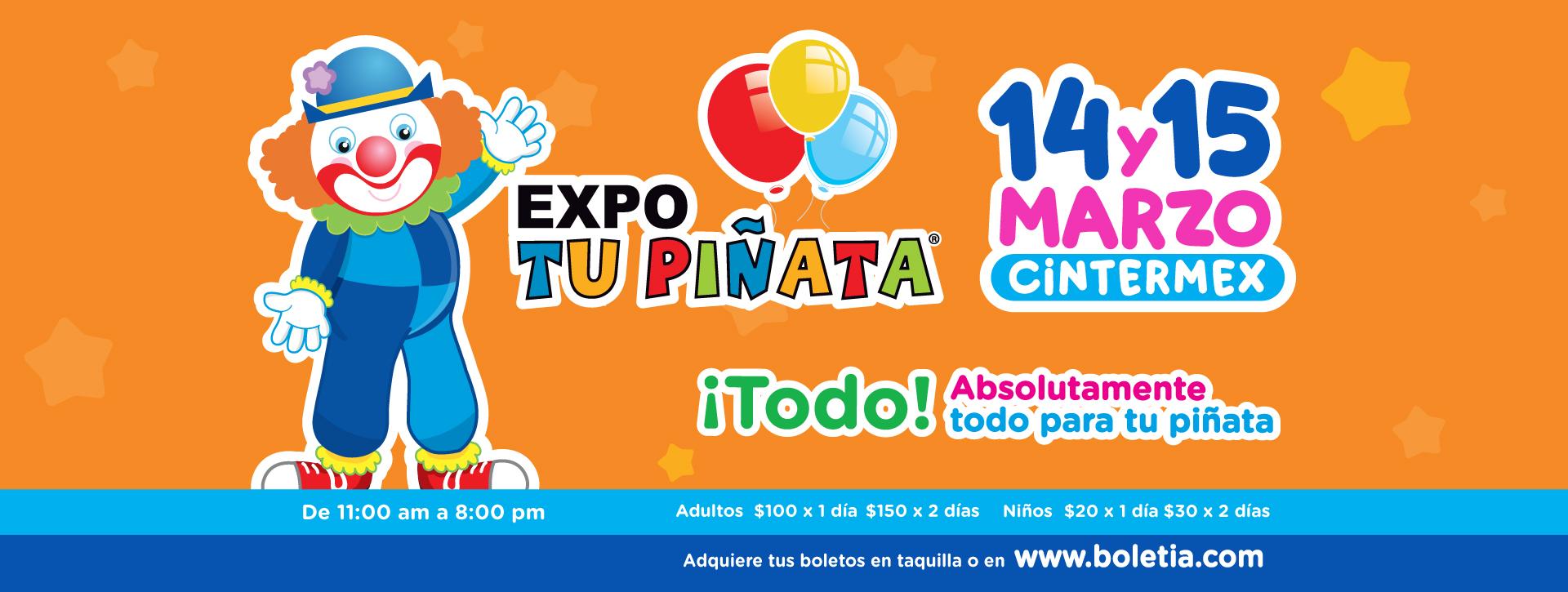 Fondo promocional del evento EXPO TU PIÑATA MARZO 2026