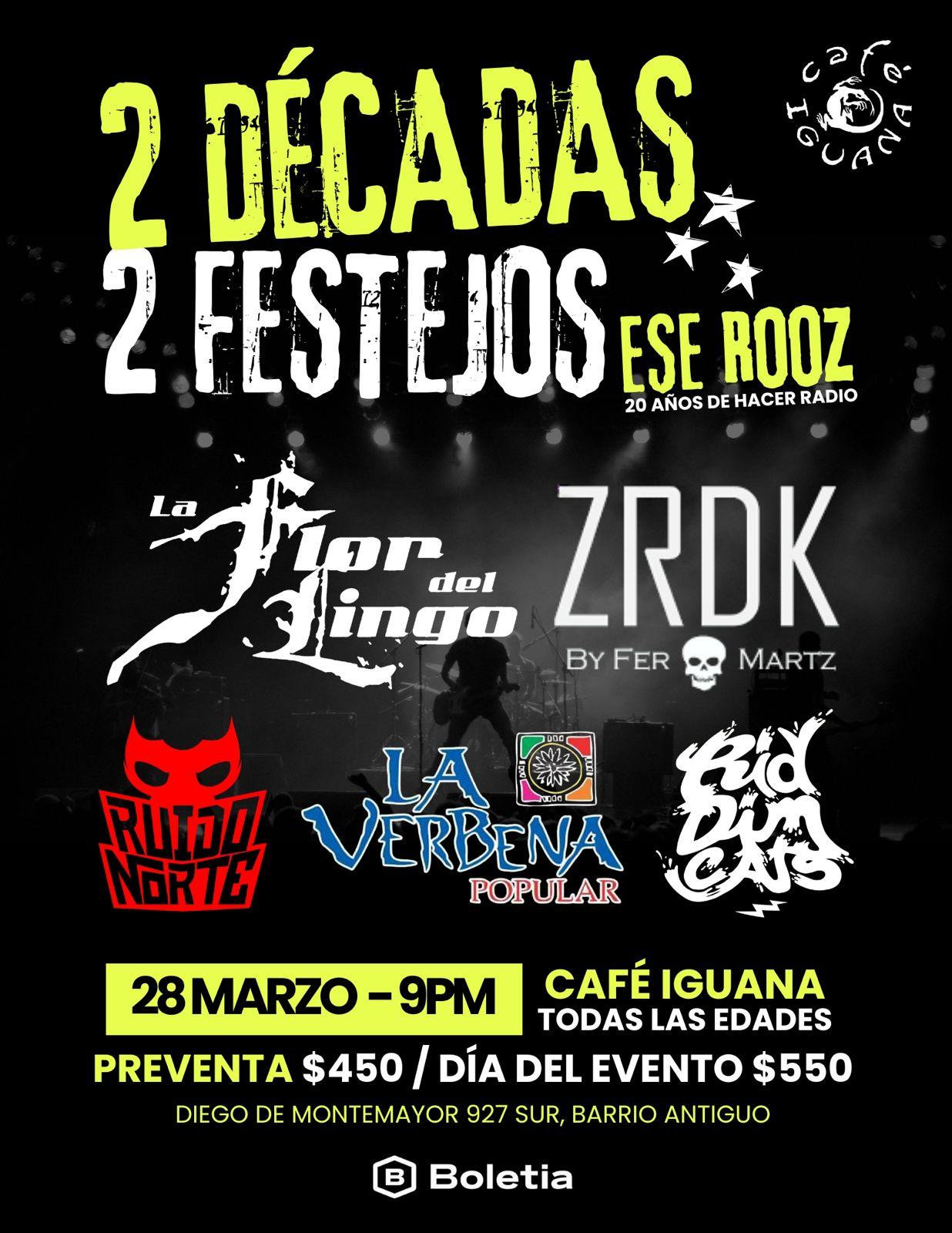 Fondo promocional del evento 2 Decadas 2 Eventos 