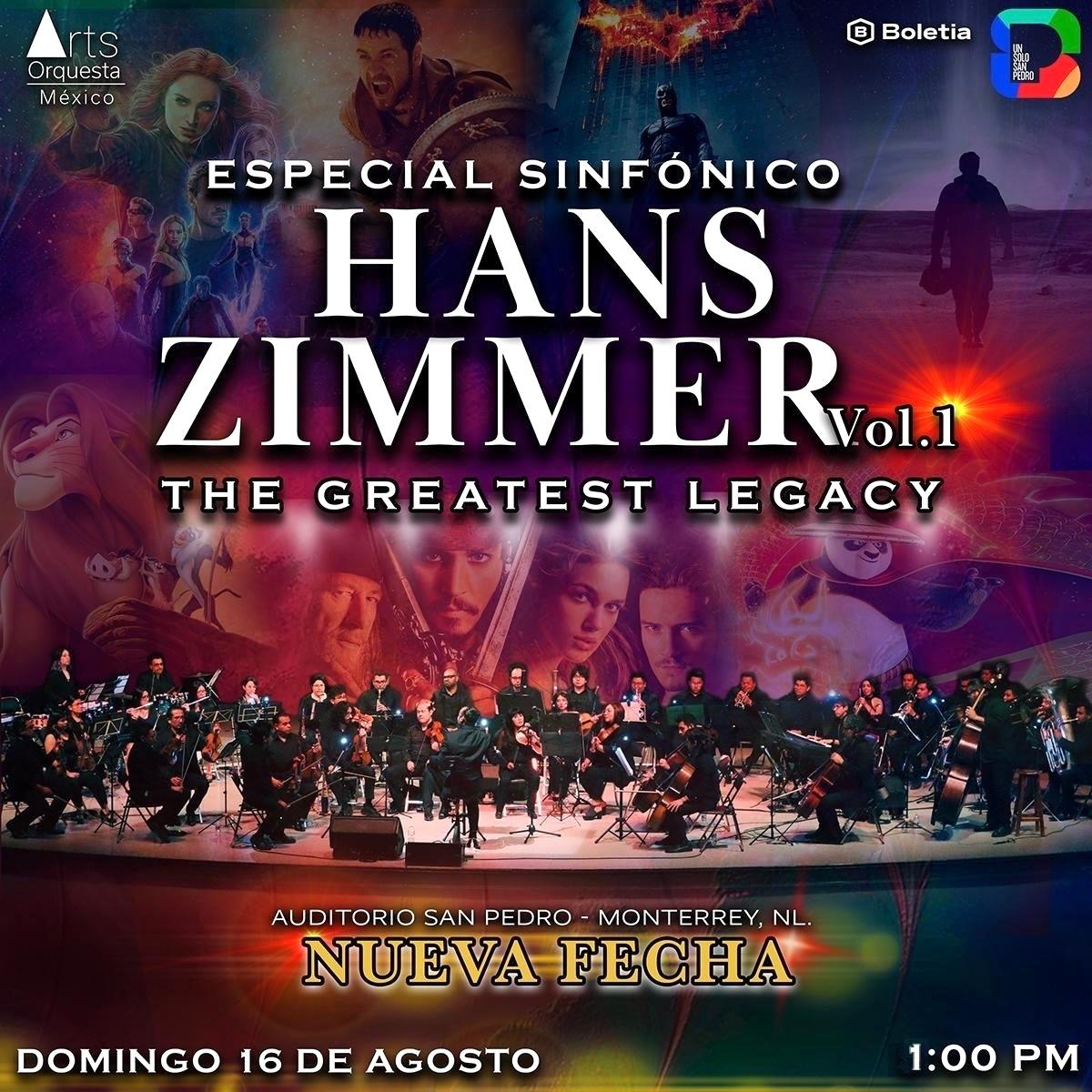 Fondo promocional del evento Especial Sinfónico Hans Zimmer: The Greatest Legacy MTY 1 pm