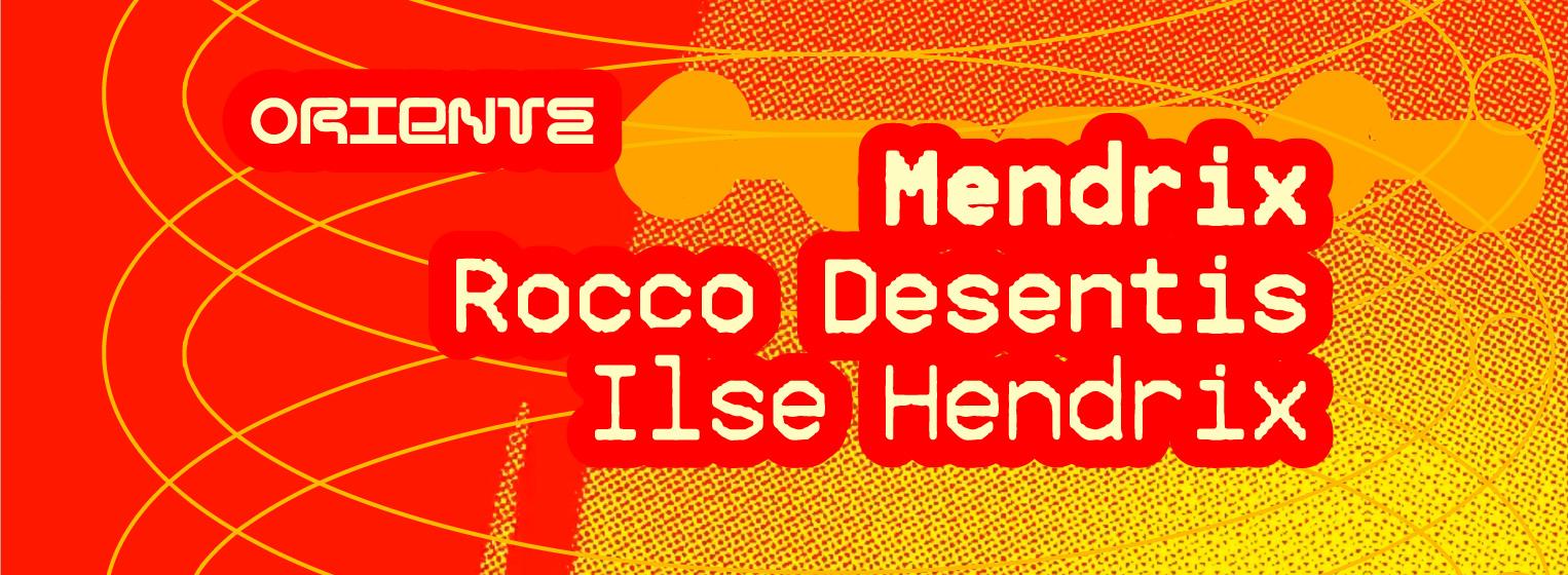 Fondo promocional del evento Mendrix, Rocco Desentis, Ilse Hendrix
