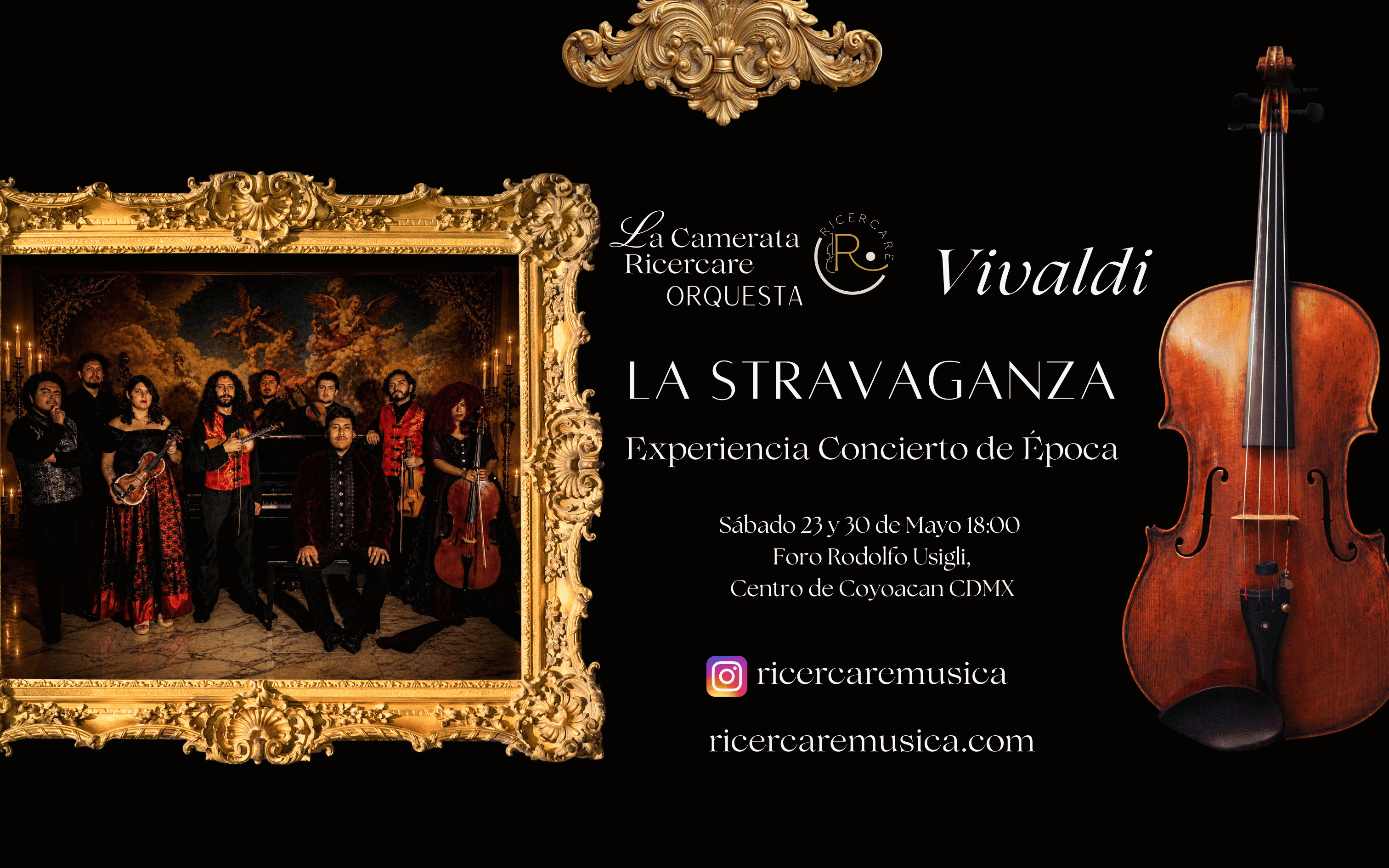 Fondo promocional del evento Vivaldi: La Stravaganza - Concierto de Época: Ricercare