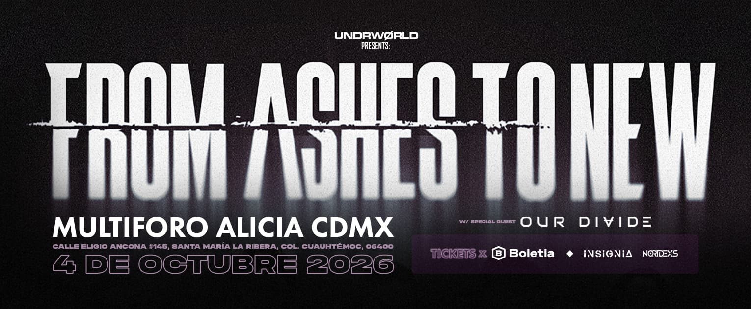 Fondo promocional del evento From Ashes To New en CDMX