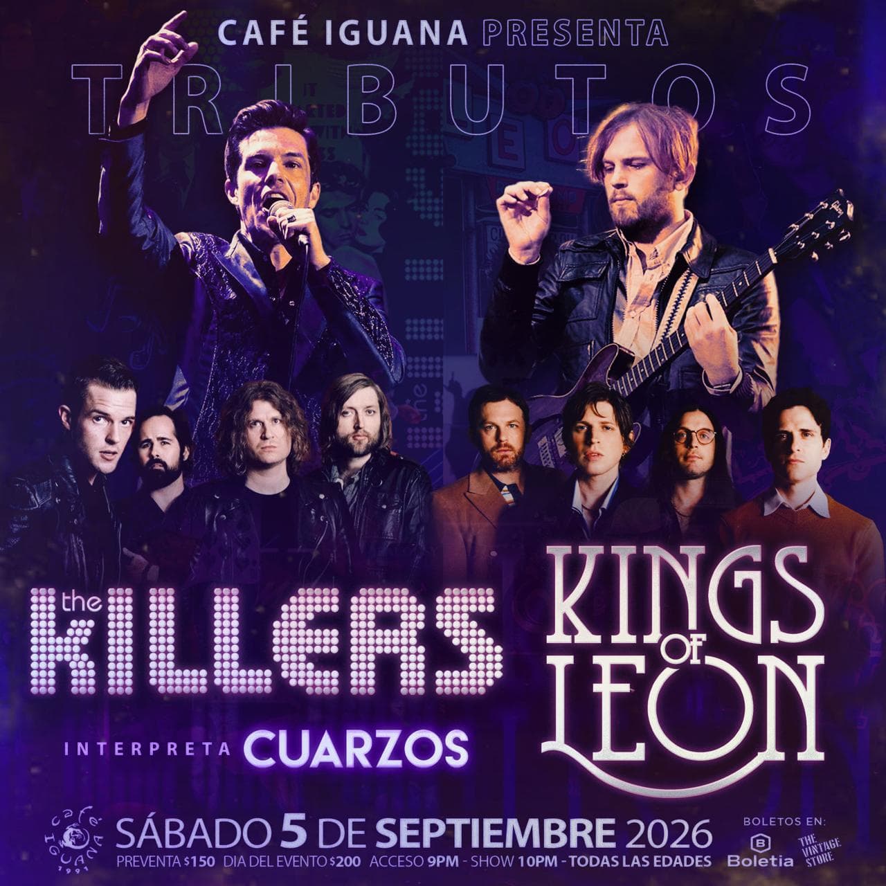 Fondo promocional del evento Tributo The Killers + Kings Of Leon