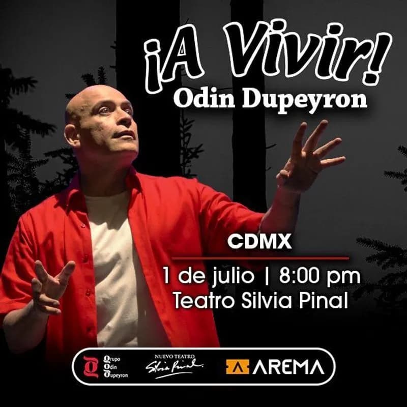 Fondo promocional del evento ¡A Vivir! de Odin Dupeyron en CDMX