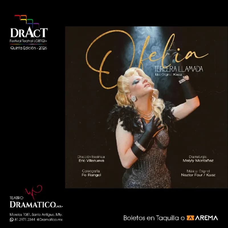 Fondo promocional del evento Ofelia, Tercera Llamada en Monterrey