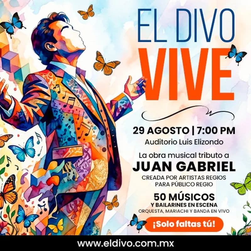Fondo promocional del evento El Divo Vive en Monterrey