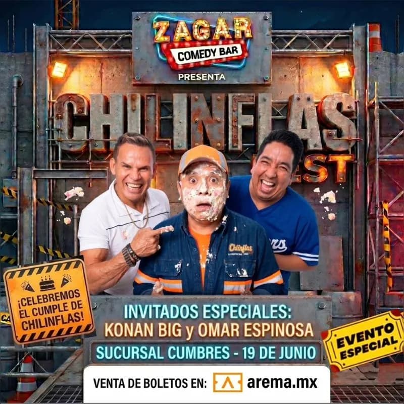 Fondo promocional del evento Chilinflas en Zagar Comedy Bar en Cumbres
