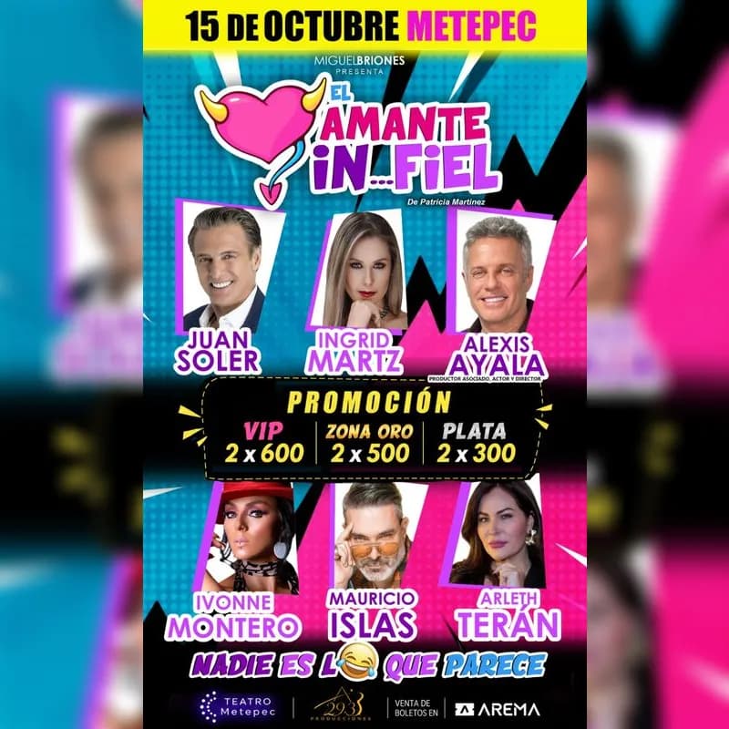 Fondo promocional del evento El Amante Infiel en Metepec