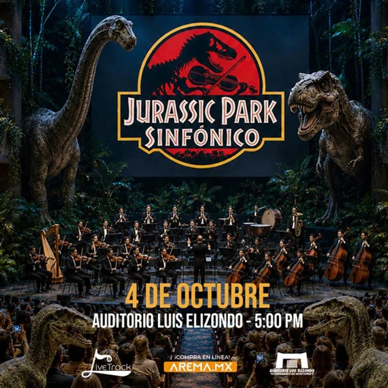 Fondo promocional del evento Jurassic Park Sinfónico en Monterrey