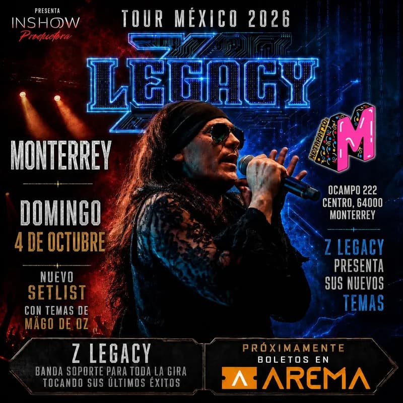 Fondo promocional del evento Z Mago de Oz Contacto Directo ft Z Legacy en Monterrey