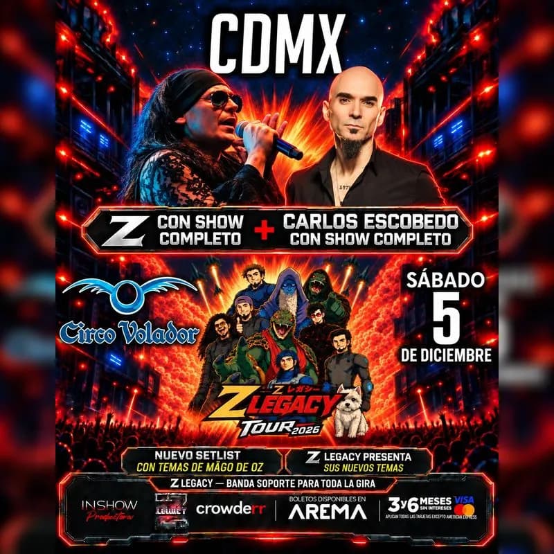 Fondo promocional del evento Z Mago de Oz Contacto Directo ft Z Legacy en CDMX