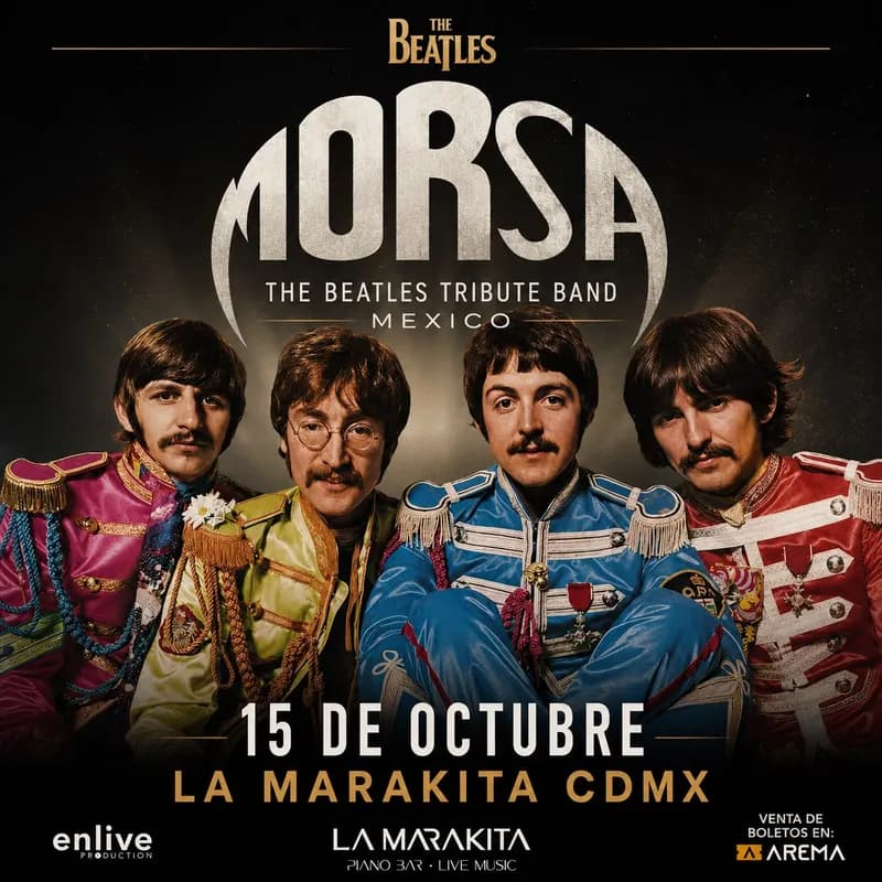 Fondo promocional del evento Tributo a The Beatles en La Marakita