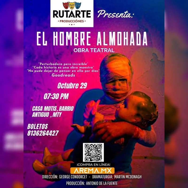 Fondo promocional del evento El Hombre Almohada en Monterrey