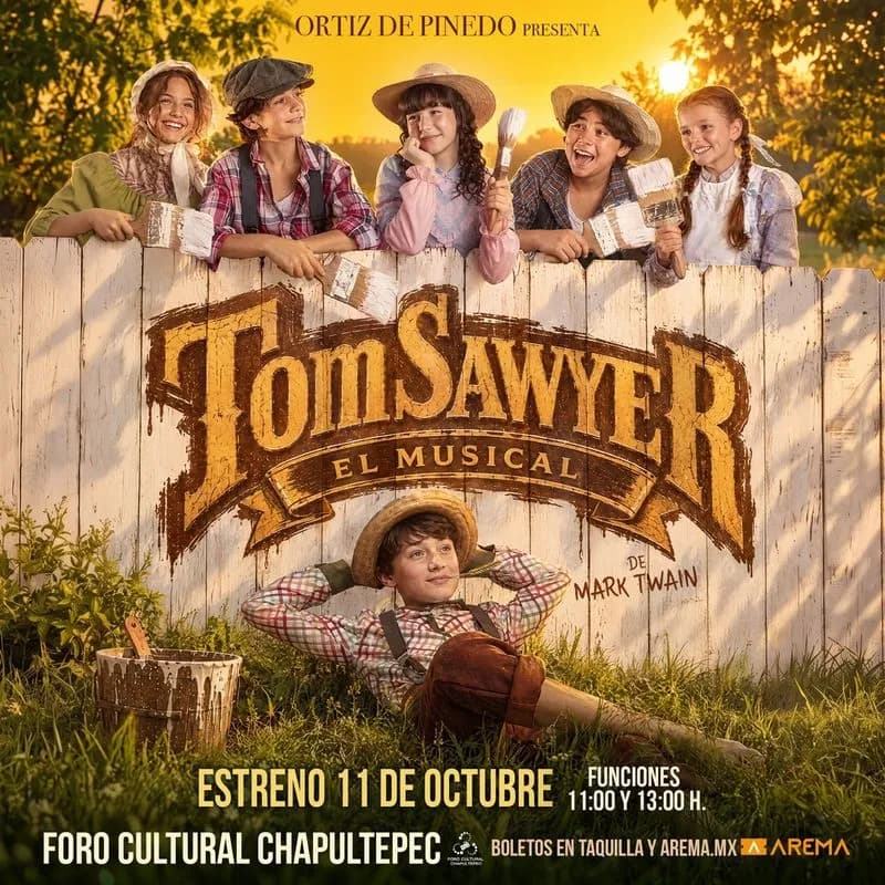 Promotional background for the event Tom Sawyer El Musical en CDMX