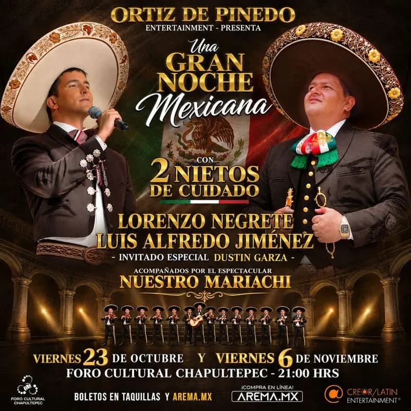 Fondo promocional del evento Lorenzo Negrete y Luis Alfredo Jimenez - 2 Nietos de Cuidado