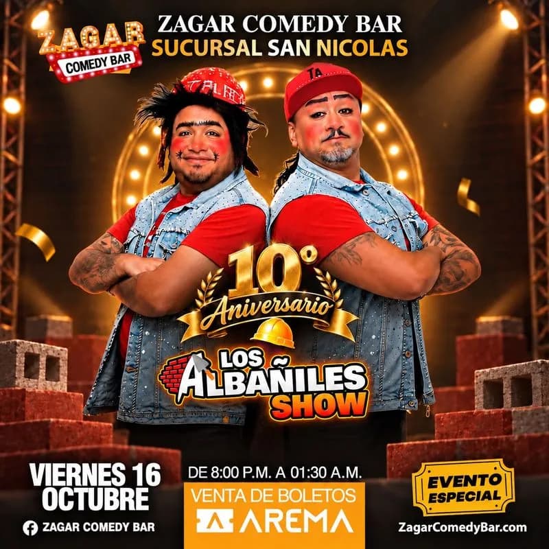 Fondo promocional del evento Los Albañiles Show Zagar Comedy Bar San en Nicolas