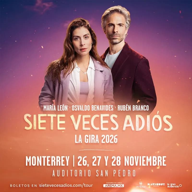 Fondo promocional del evento Siete Veces Adiós en Monterrey