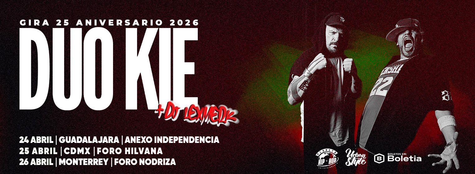 Fondo promocional del evento DUO KIE EN GUADALAJARA CELEBRANDO 25 AÑOS DE CARRERA