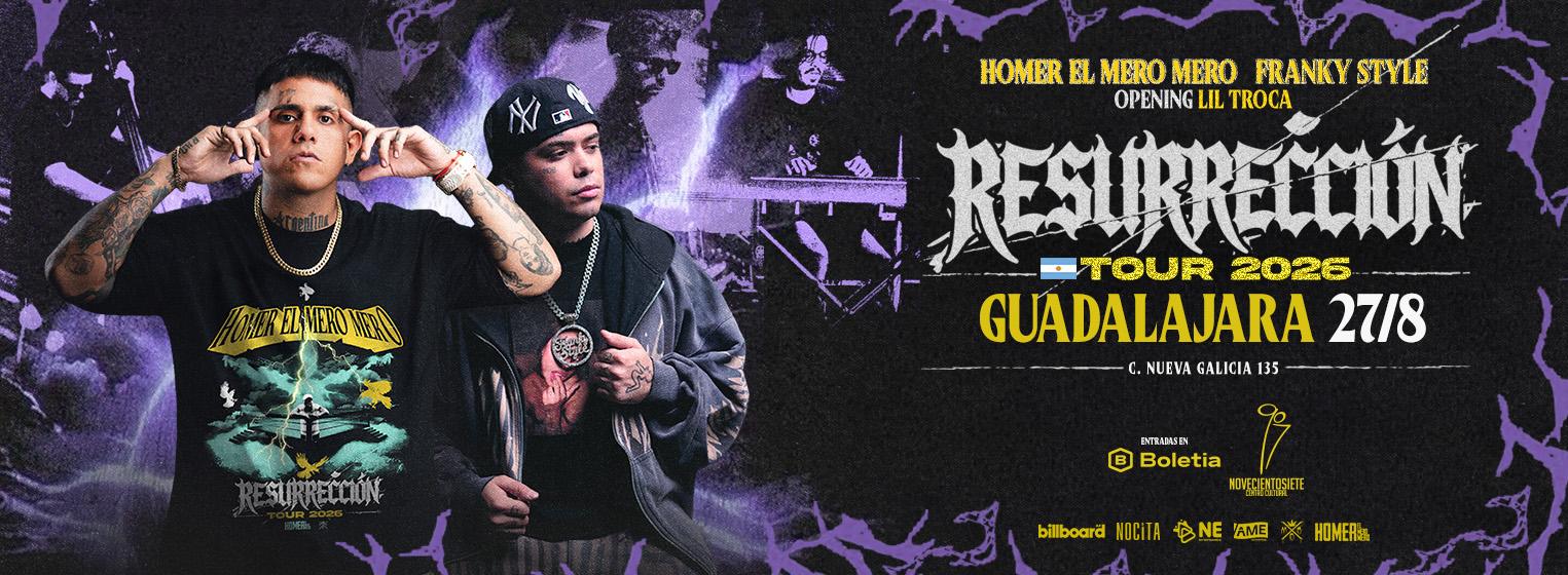 Fondo promocional del evento HOMER EL MERO MERO + FRANKY STYLE EN GUADALAJARA 2026