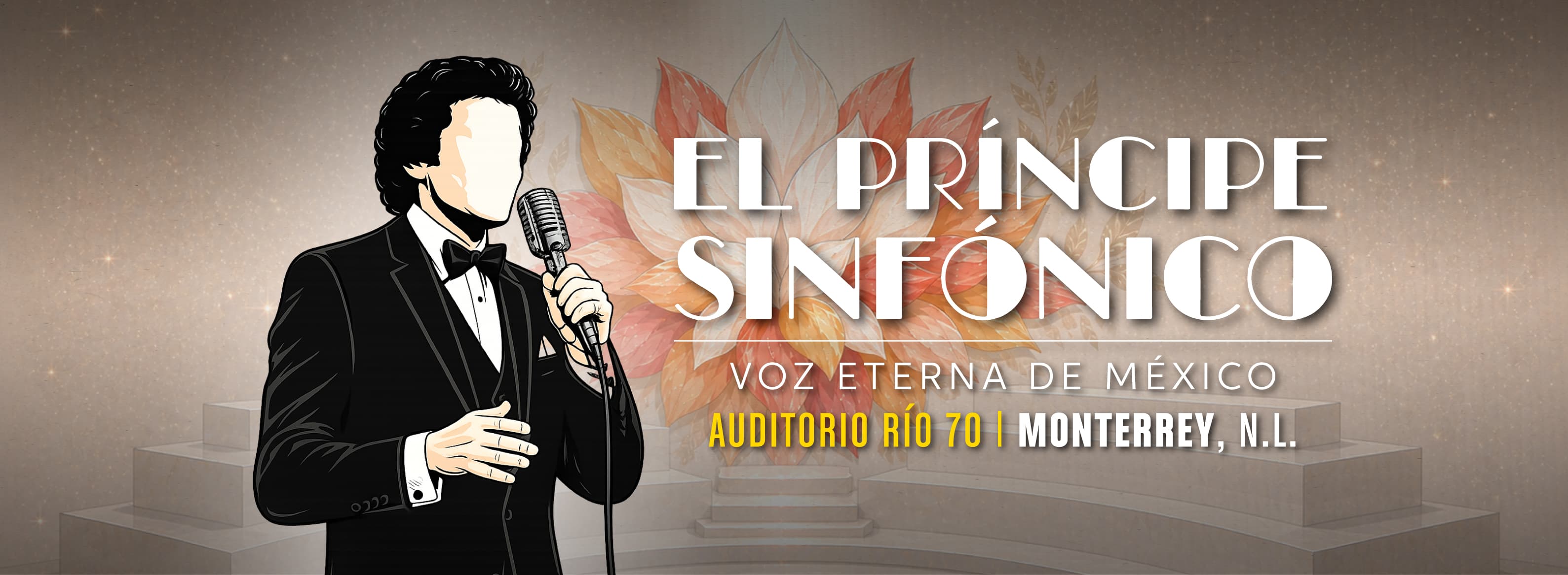 Fondo promocional del evento MTY | El Príncipe Sinfónico | Voz Eterna de México