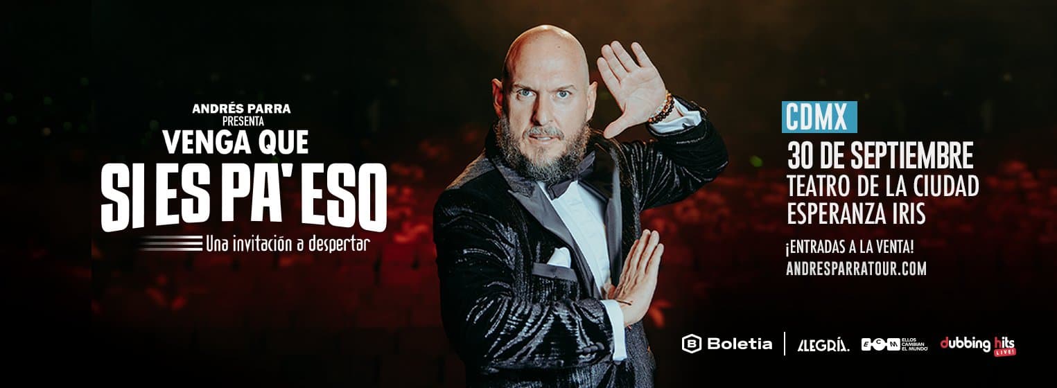 Fondo promocional del evento Andres Parra CDMX - Venga que si es pa eso