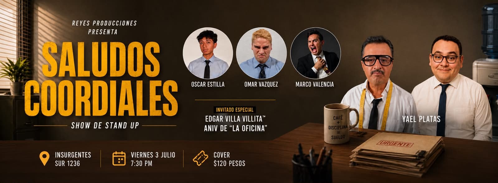 Fondo promocional del evento saludos coordiales