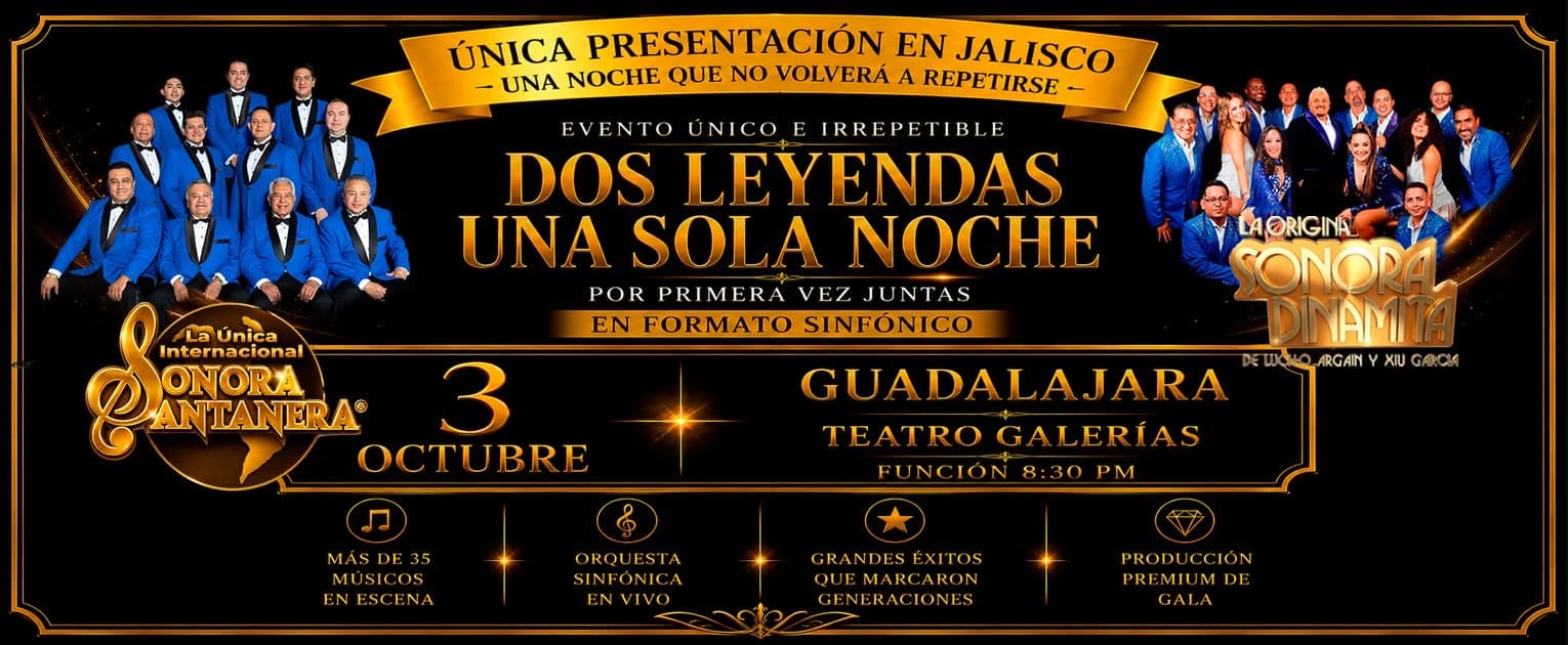 Fondo promocional del evento Sonora Santanera y Sonora Dinamita - Sinfónico