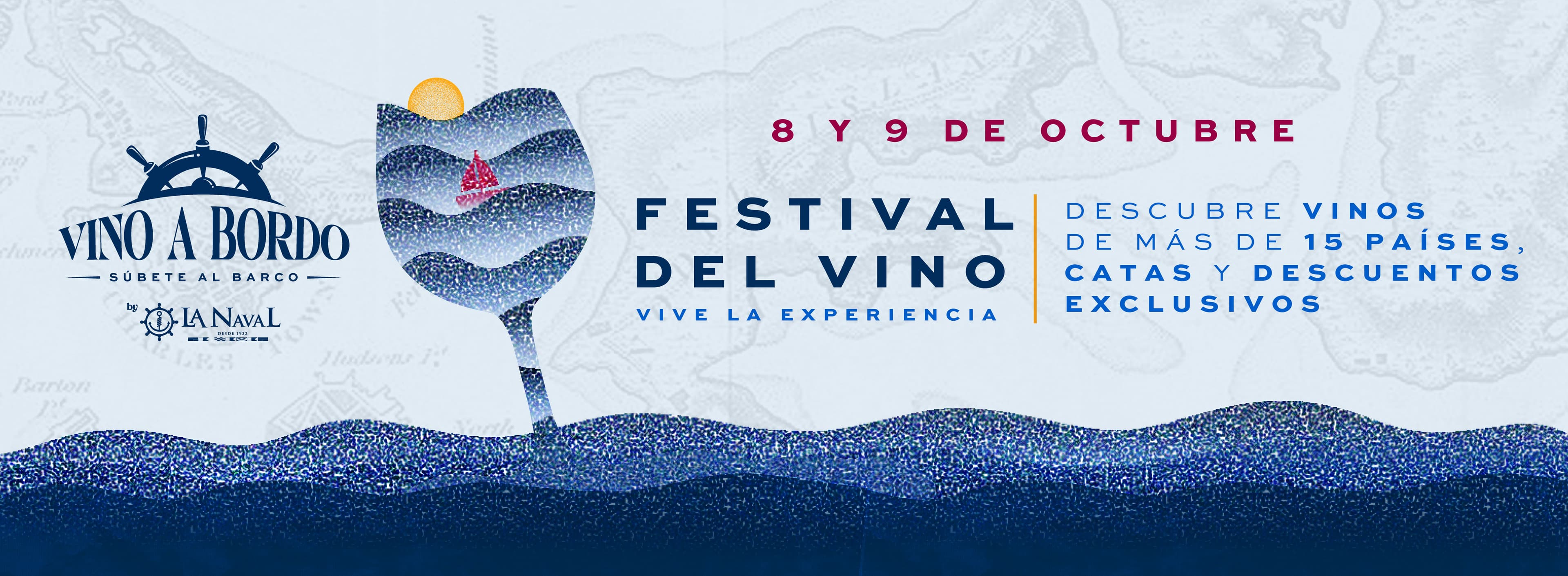 Fondo promocional del evento Vino a Bordo 2026