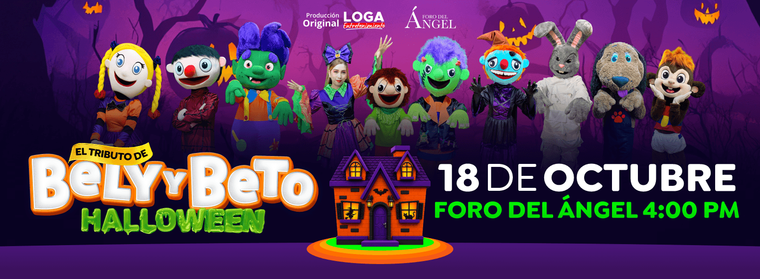 Fondo promocional del evento Bely y Beto Halloween en Guadalajara