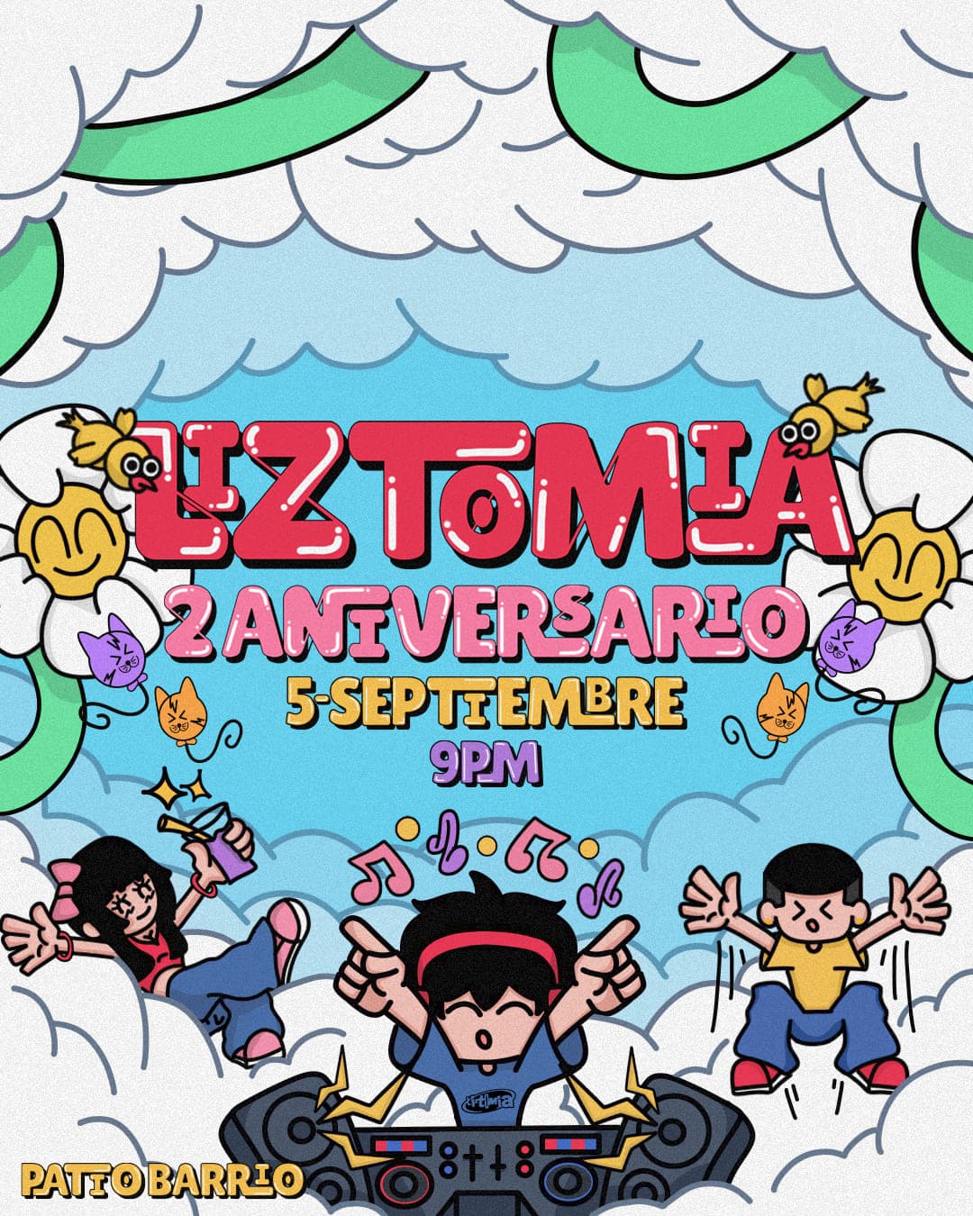 Fondo promocional del evento Liztomia 2do aniversario