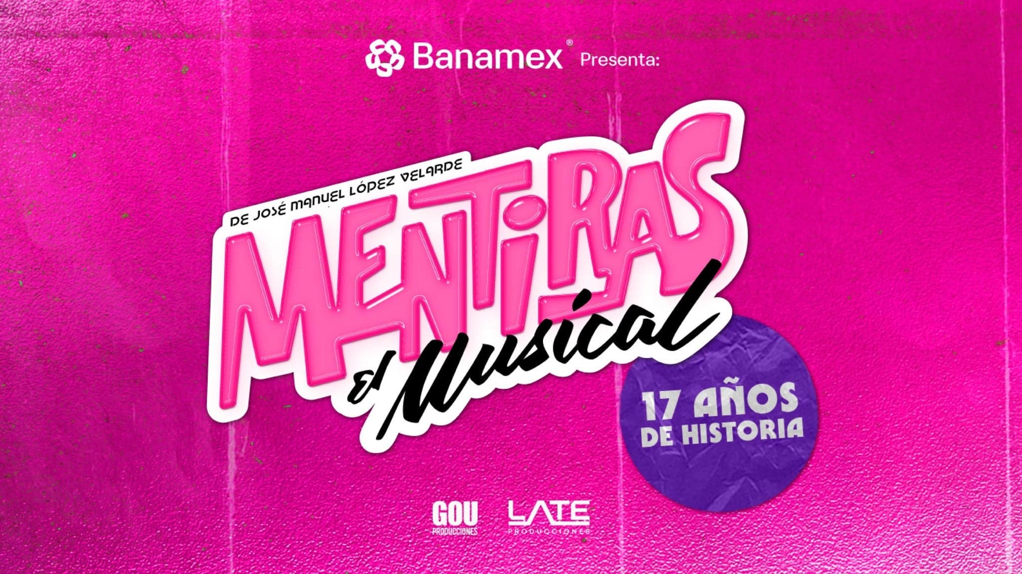 Fondo promocional del evento Mentiras el Musical